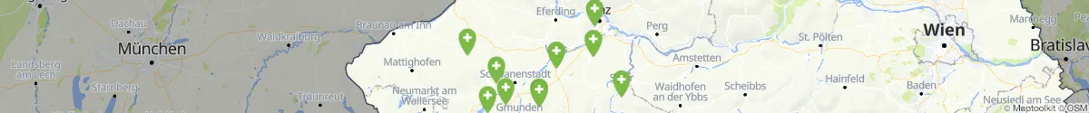 Map view for Pharmacy emergency services in Oberösterreich